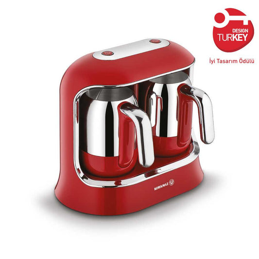 Korkmaz Kahvekolik Twin Turkish and Greek Coffee Machine - Red / Silver