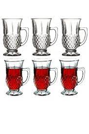 Pasabache Istanbul Set of 6 Tea Glasses with Handles. 6 Handled Mugs in Gift Box