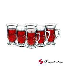 Pasabache Istanbul Set of 6 Tea Glasses with Handles. 6 Handled Mugs in Gift Box