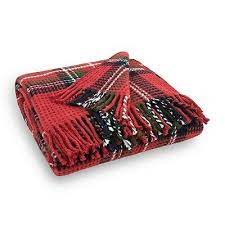 Organic Cotton Blended Red Tartan Blanket